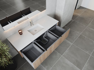 Legno 60" Weathered Grey Single Sink Bathroom Vanity with Matte White VIVA Stone Solid Surface Countertop Laviva 313LGN-60CWG-MW