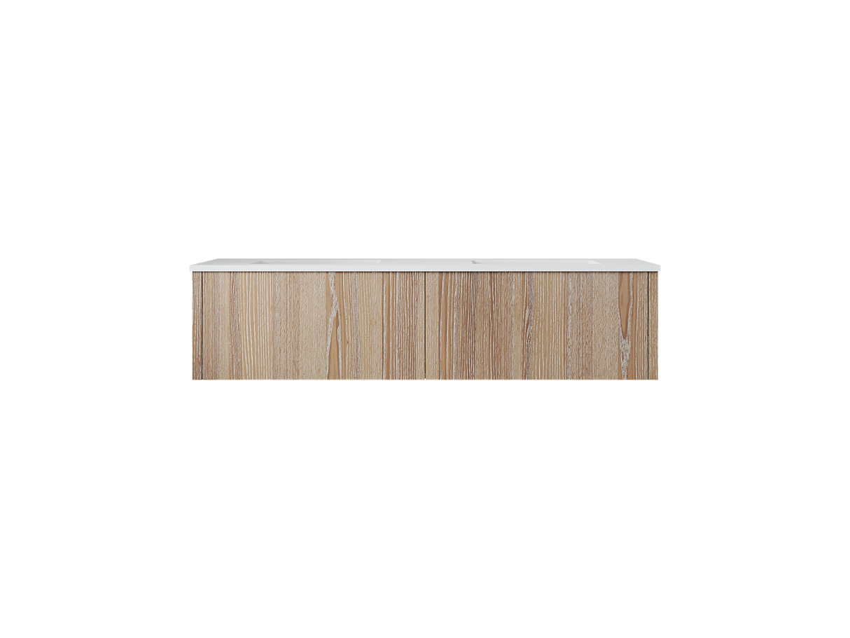 Legno 60" Weathered Grey Double Sink Bathroom Vanity with Matte White VIVA Stone Solid Surface Countertop Laviva 313LGN-60DWG-MW