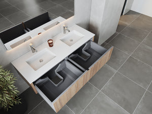 Legno 60" Weathered Grey Double Sink Bathroom Vanity with Matte White VIVA Stone Solid Surface Countertop Laviva 313LGN-60DWG-MW