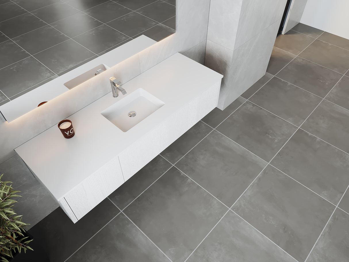 Legno 66" Alabaster White Bathroom Vanity with Matte White VIVA Stone Solid Surface Countertop Laviva 313LGN-66AW-MW