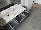 Legno 66" Carbon Oak Bathroom Vanity with Matte White VIVA Stone Solid Surface Countertop Laviva 313LGN-66CR-MW