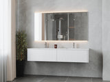 Legno 72" Alabaster White Double Sink Bathroom Vanity with Matte White VIVA Stone Solid Surface Countertop Laviva 313LGN-72DAW-MW