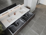 Legno 72" Carbon Oak Double Sink Bathroom Vanity with Matte White VIVA Stone Solid Surface Countertop Laviva 313LGN-72DCR-MW