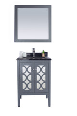 Mediterraneo 24" Grey Bathroom Vanity with Black Wood Marble Countertop Laviva 313MKSH-24G-BW