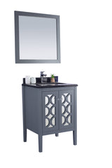 Mediterraneo 24" Grey Bathroom Vanity with Black Wood Marble Countertop Laviva 313MKSH-24G-BW