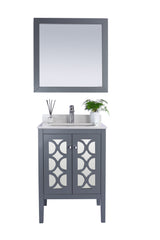 Mediterraneo 24" Grey Bathroom Vanity with White Quartz Countertop Laviva 313MKSH-24G-WQ