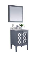 Mediterraneo 24" Grey Bathroom Vanity with White Quartz Countertop Laviva 313MKSH-24G-WQ