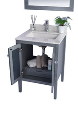 Mediterraneo 24" Grey Bathroom Vanity with White Quartz Countertop Laviva 313MKSH-24G-WQ