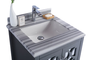 Mediterraneo 24" Grey Bathroom Vanity with White Stripes Marble Countertop Laviva 313MKSH-24G-WS