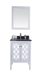 Mediterraneo 24" White Bathroom Vanity with Black Wood Marble Countertop Laviva 313MKSH-24W-BW