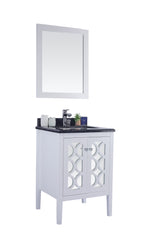 Mediterraneo 24" White Bathroom Vanity with Black Wood Marble Countertop Laviva 313MKSH-24W-BW