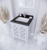 Mediterraneo 24" White Bathroom Vanity with Black Wood Marble Countertop Laviva 313MKSH-24W-BW