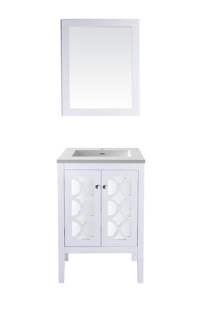 Mediterraneo 24" White Bathroom Vanity with Matte White VIVA Stone Solid Surface Countertop Laviva 313MKSH-24W-MW