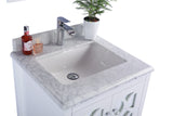 Mediterraneo 24" White Bathroom Vanity with White Carrara Marble Countertop Laviva 313MKSH-24W-WC