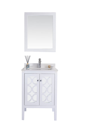 Mediterraneo 24" White Bathroom Vanity with White Quartz Countertop Laviva 313MKSH-24W-WQ