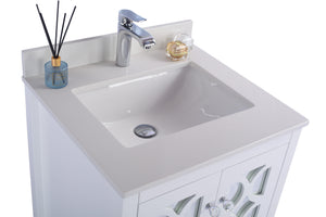 Mediterraneo 24" White Bathroom Vanity with White Quartz Countertop Laviva 313MKSH-24W-WQ