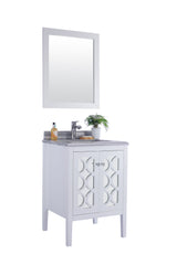 Mediterraneo 24" White Bathroom Vanity with White Stripes Marble Countertop Laviva 313MKSH-24W-WS