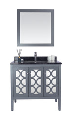 Mediterraneo 36" Grey Bathroom Vanity with Black Wood Marble Countertop Laviva 313MKSH-36G-BW