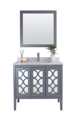 Mediterraneo 36" Grey Bathroom Vanity with White Carrara Marble Countertop Laviva 313MKSH-36G-WC