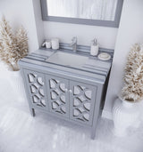 Mediterraneo 36" Grey Bathroom Vanity with White Stripes Marble Countertop Laviva 313MKSH-36G-WS