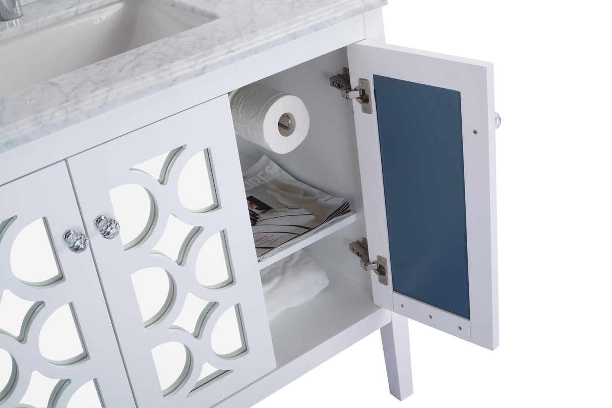 Mediterraneo 36" White Bathroom Vanity with Black Wood Marble Countertop Laviva 313MKSH-36W-BW