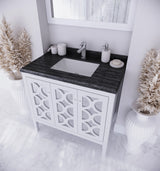 Mediterraneo 36" White Bathroom Vanity with Black Wood Marble Countertop Laviva 313MKSH-36W-BW