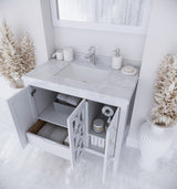 Mediterraneo 36" White Bathroom Vanity with White Carrara Marble Countertop Laviva 313MKSH-36W-WC