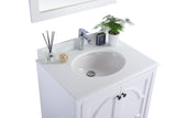 Forever 30" Single Hole Pure White Phoenix Stone Countertop with Oval Ceramic Sink Laviva 313RD1H-30-PW