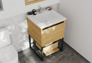 Alto 24" California White Oak Bathroom Vanity with Matte White VIVA Stone Solid Surface Countertop Laviva 313SMR-24CO-MW