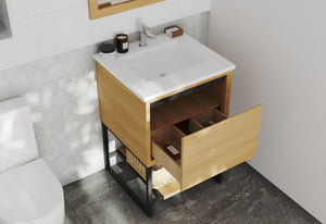 Alto 24" California White Oak Bathroom Vanity with Matte White VIVA Stone Solid Surface Countertop Laviva 313SMR-24CO-MW