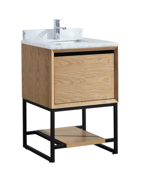 Alto 24" California White Oak Bathroom Vanity with White Carrara Marble Countertop Laviva 313SMR-24CO-WC