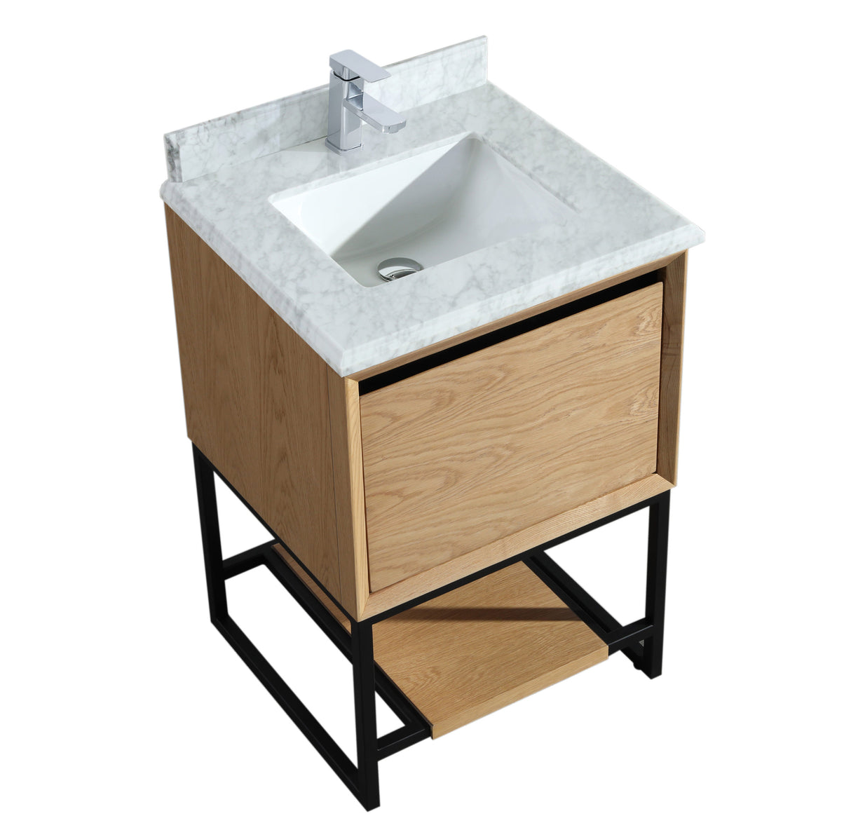 Alto 24" California White Oak Bathroom Vanity with White Carrara Marble Countertop Laviva 313SMR-24CO-WC