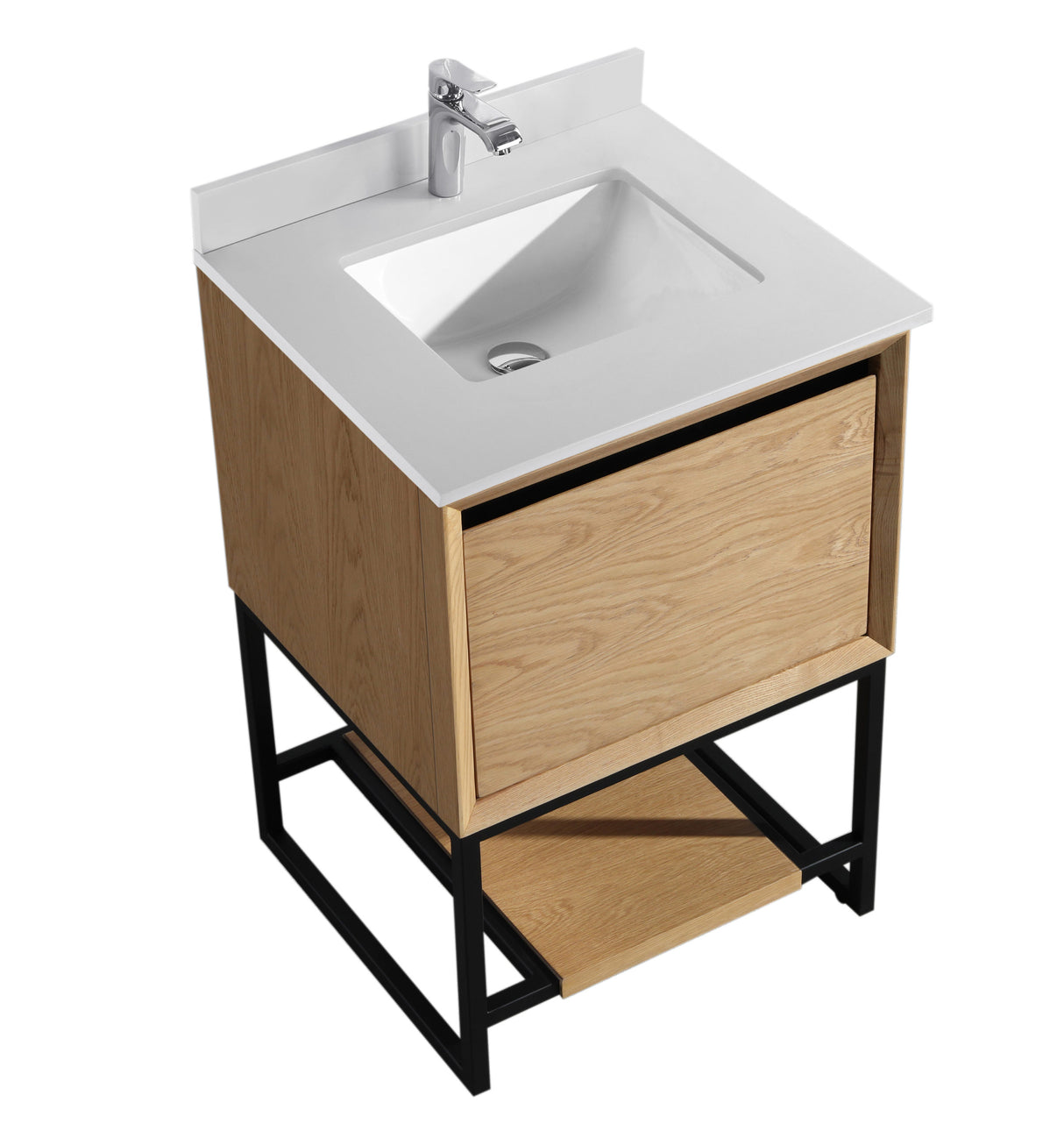 Alto 24" California White Oak Bathroom Vanity with White Quartz Countertop Laviva 313SMR-24CO-WQ