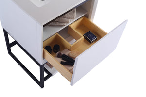 Alto 24" White Bathroom Vanity with Black Wood Marble Countertop Laviva 313SMR-24W-BW