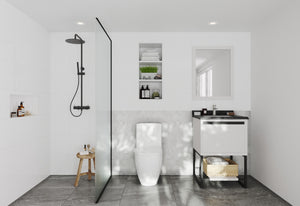 Alto 24" White Bathroom Vanity with Black Wood Marble Countertop Laviva 313SMR-24W-BW