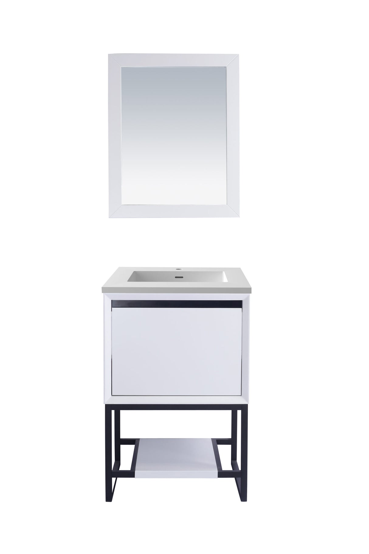 Alto 24" White Bathroom Vanity with Matte White VIVA Stone Solid Surface Countertop Laviva 313SMR-24W-MW