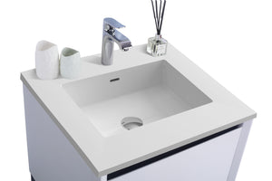 Alto 24" White Bathroom Vanity with Matte White VIVA Stone Solid Surface Countertop Laviva 313SMR-24W-MW