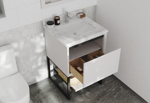 Alto 24" White Bathroom Vanity with White Carrara Marble Countertop Laviva 313SMR-24W-WC