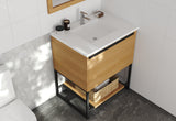 Alto 30" California White Oak Bathroom Vanity with Matte White VIVA Stone Solid Surface Countertop Laviva 313SMR-30CO-MW