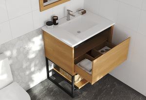 Alto 30" California White Oak Bathroom Vanity with Matte White VIVA Stone Solid Surface Countertop Laviva 313SMR-30CO-MW