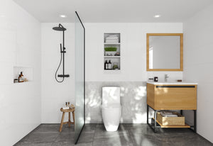 Alto 30" California White Oak Bathroom Vanity with Matte White VIVA Stone Solid Surface Countertop Laviva 313SMR-30CO-MW