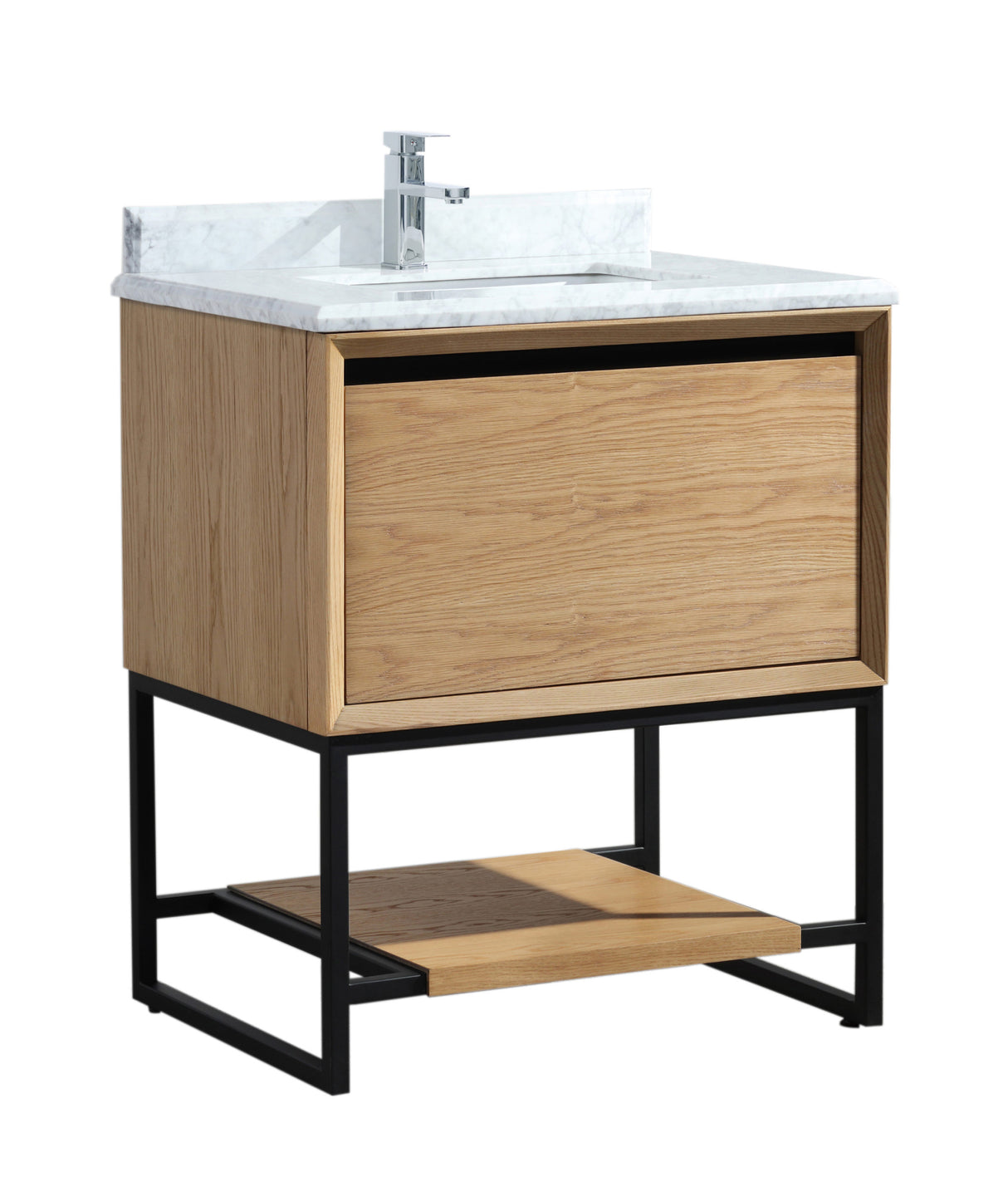 Alto 30" California White Oak Bathroom Vanity with White Carrara Marble Countertop Laviva 313SMR-30CO-WC