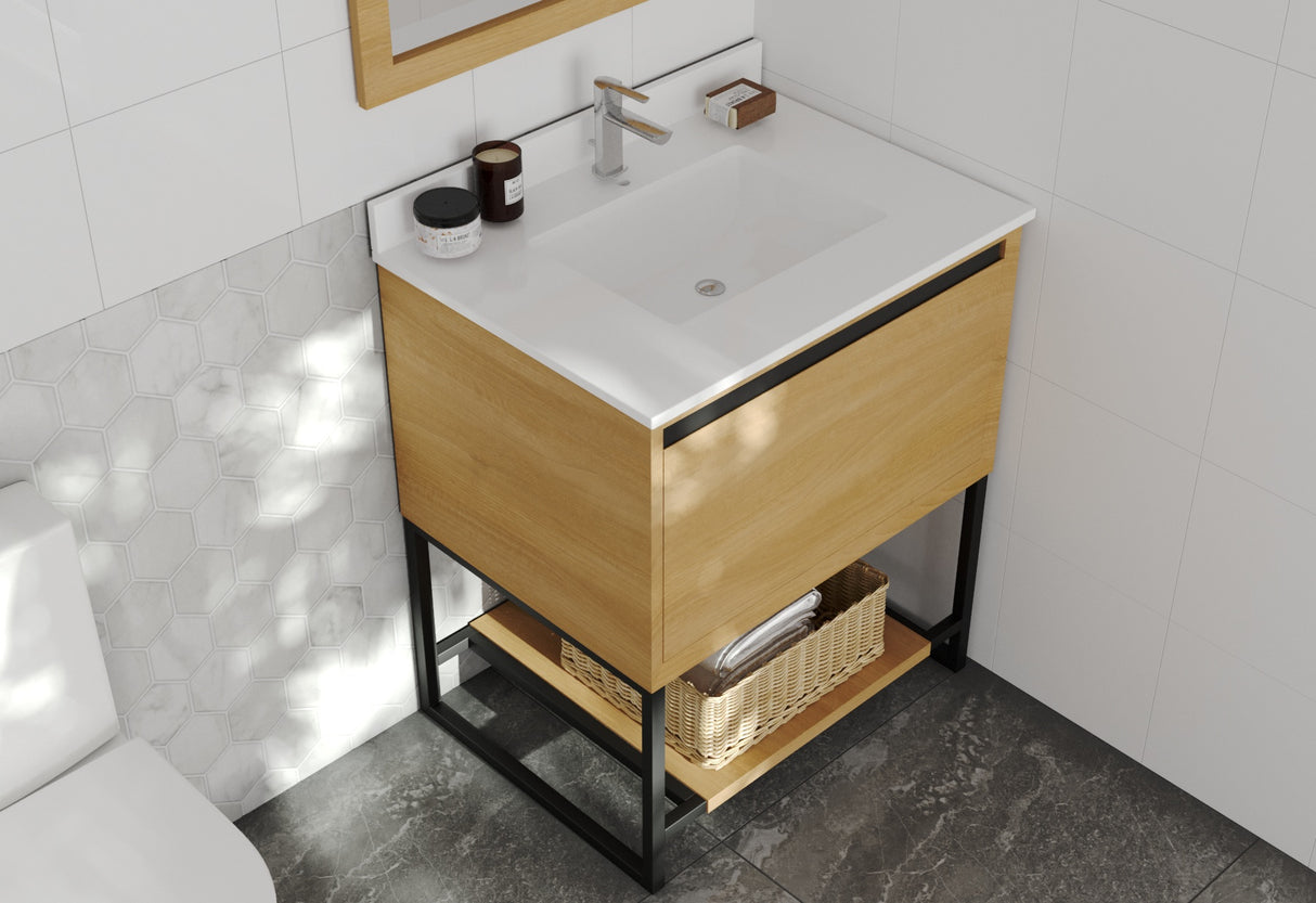 Alto 30" California White Oak Bathroom Vanity with White Quartz Countertop Laviva 313SMR-30CO-WQ