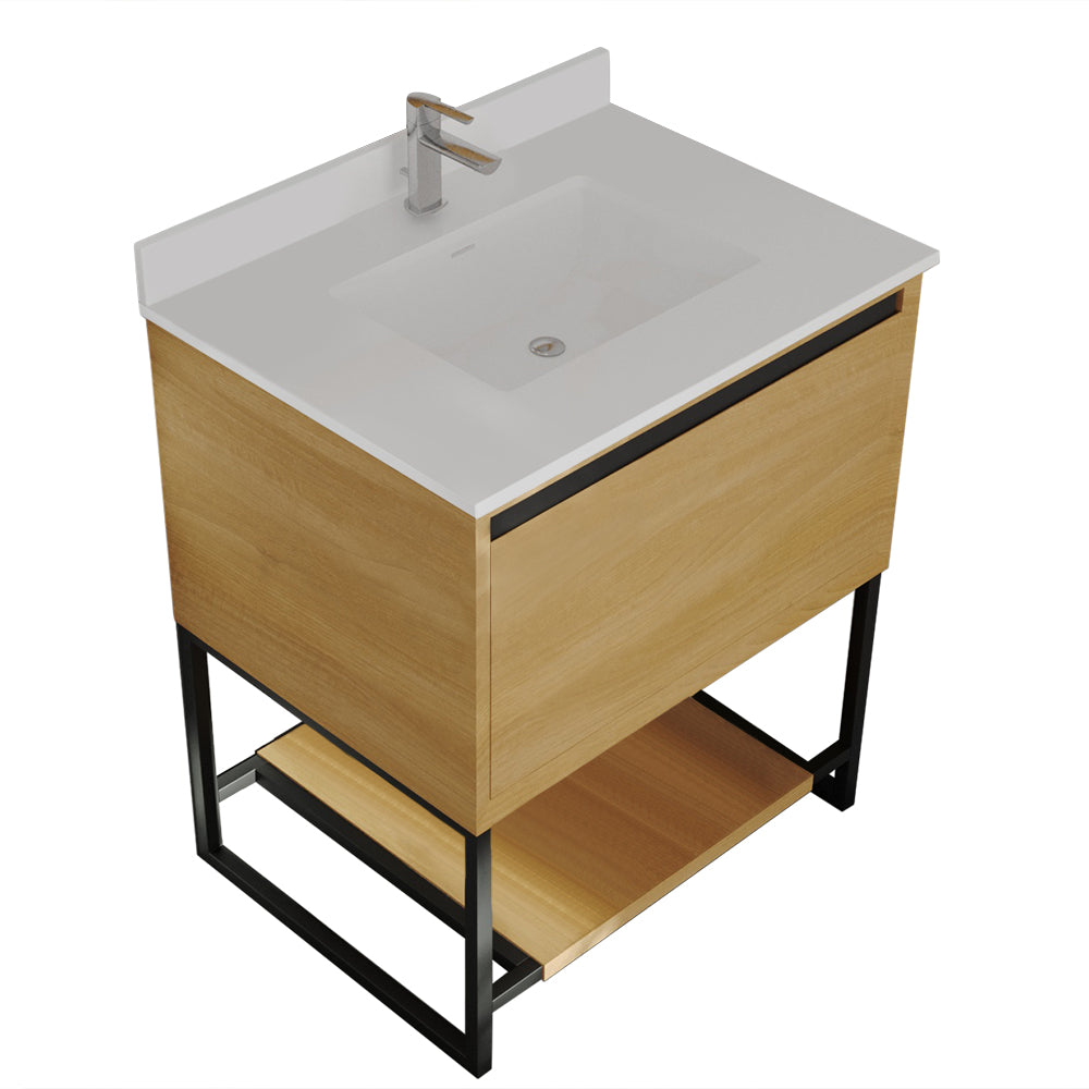 Alto 30" California White Oak Bathroom Vanity with White Quartz Countertop Laviva 313SMR-30CO-WQ