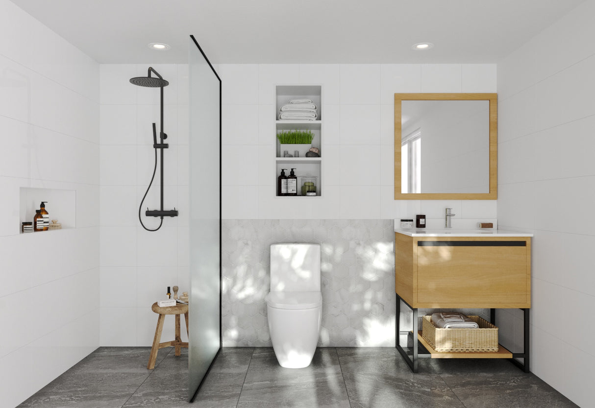 Alto 30" California White Oak Bathroom Vanity with White Quartz Countertop Laviva 313SMR-30CO-WQ