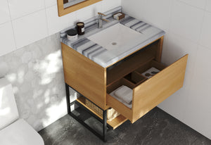 Alto 30" California White Oak Bathroom Vanity with White Stripes Marble Countertop Laviva 313SMR-30CO-WS
