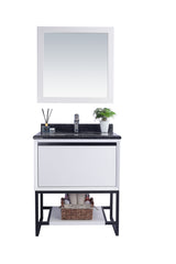 Alto 30" White Bathroom Vanity with Black Wood Marble Countertop Laviva 313SMR-30W-BW