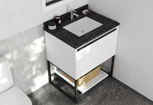 Alto 30" White Bathroom Vanity with Black Wood Marble Countertop Laviva 313SMR-30W-BW