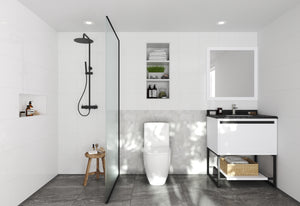 Alto 30" White Bathroom Vanity with Black Wood Marble Countertop Laviva 313SMR-30W-BW
