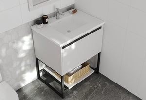 Alto 30" White Bathroom Vanity with Matte White VIVA Stone Solid Surface Countertop Laviva 313SMR-30W-MW